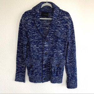 Kai Aakmann Blue Marled Knit Oversized Cardigan